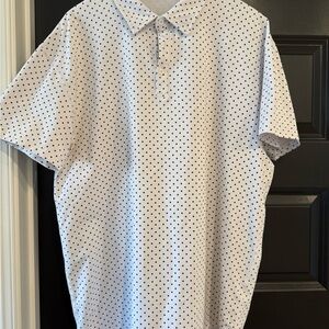 Men's BYLT White Polka Dot S/S Drop Cut XL